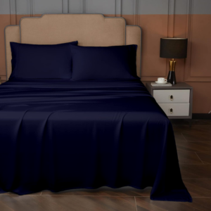 Flat Bedsheet With Two Pillow Cases - Navy Blue, King